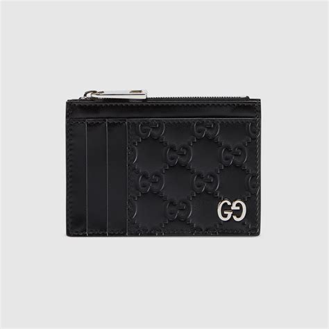 black gucci signature card case|Gucci card holder sale clearance.